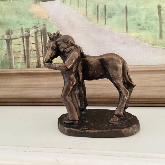 Vintage Austin Production Inc 1980 Girl Feeding Horse Sculpture Figurine Plaster - Picture 12 of 12